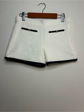 Janie and Jack White Tweed High-Waist Shorts with Black Trim